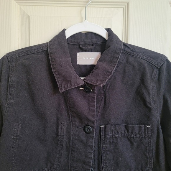 Everlane Black Cotton Canvas Chore Utility Jacket Shacket Size Medium - Picture 10 of 10